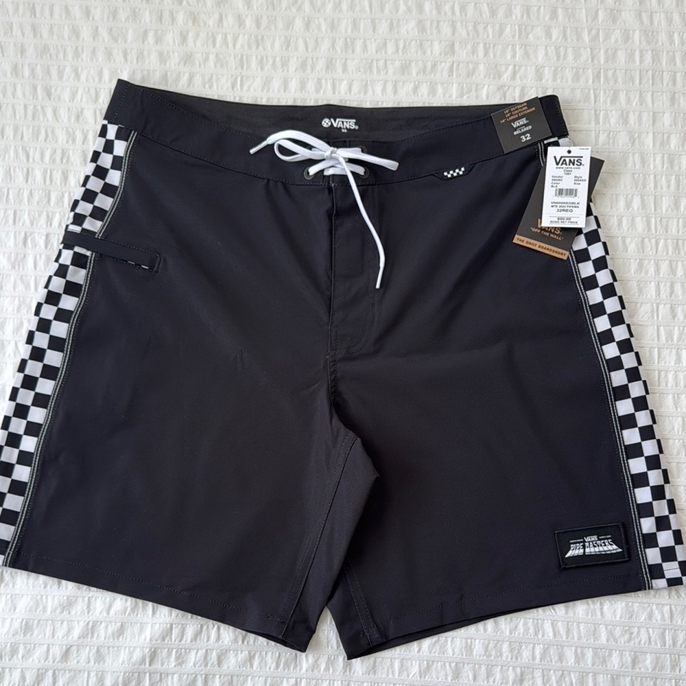 Vans Men's Black and White Checkered Board Shorts
